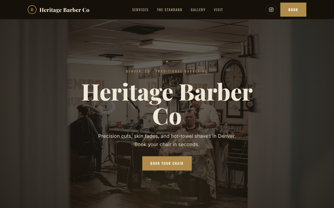 Traditional barbershop website